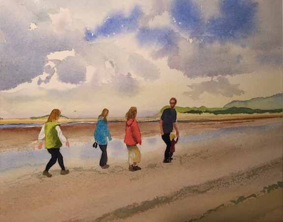 tim barraud watercolors beach walkers oregon