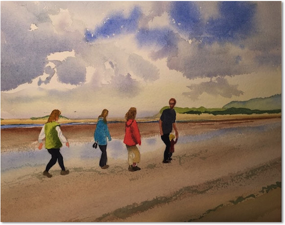 tim barraud watercolors beach walkers oregon