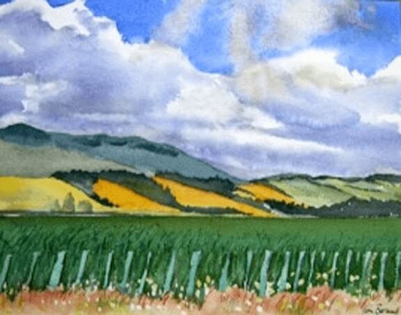 golden hills, nz, l tim barraud paintings