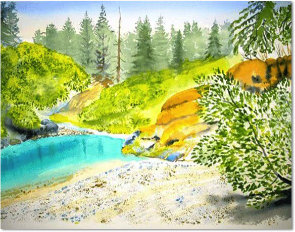 santiam river oregon tim barraud watercolors