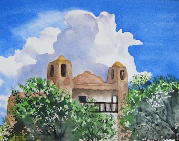 tim barraud watercolors santa fe church