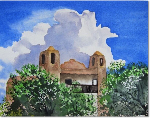 tim barraud watercolors santa fe church