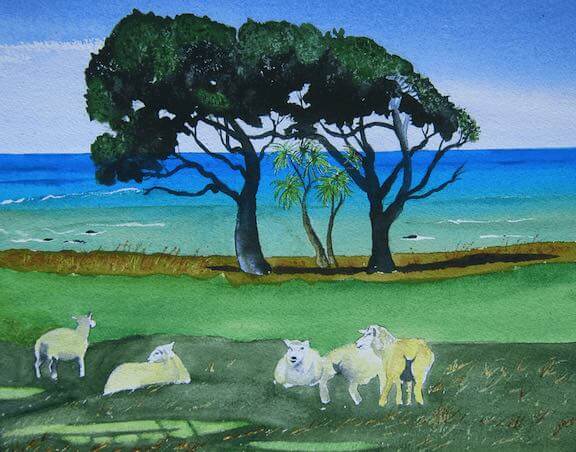 sheep & trees landscape tim barraud