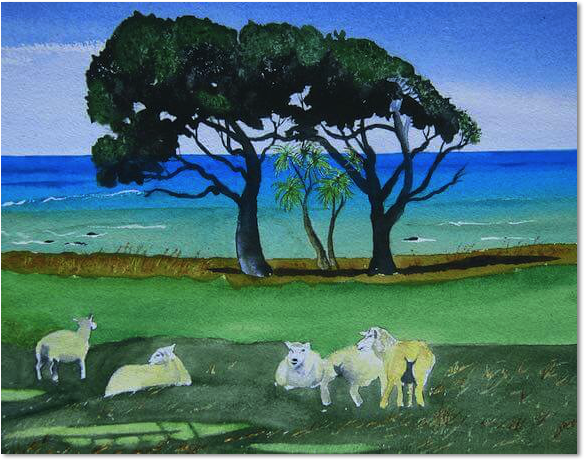 sheep & trees landscape tim barraud
