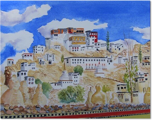 tim barraud watercolors tibetan monastery