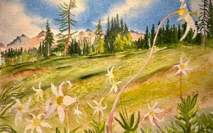 Painter Tim Barraud's watercolor of Goat Mountain WA.