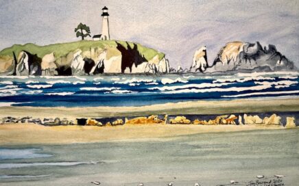 Painter Tim Barraud's watercolour of Yachina Lighthouse.