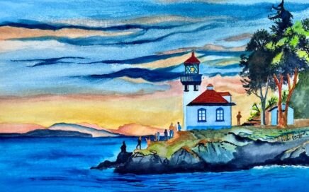 Painter Tim Barraud's watercolour of West Coast Lighthouse.